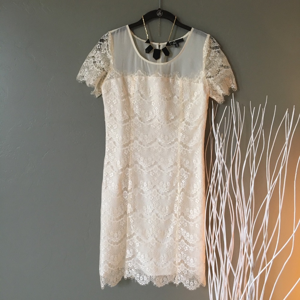 C. Luce. Cream lace dress size M